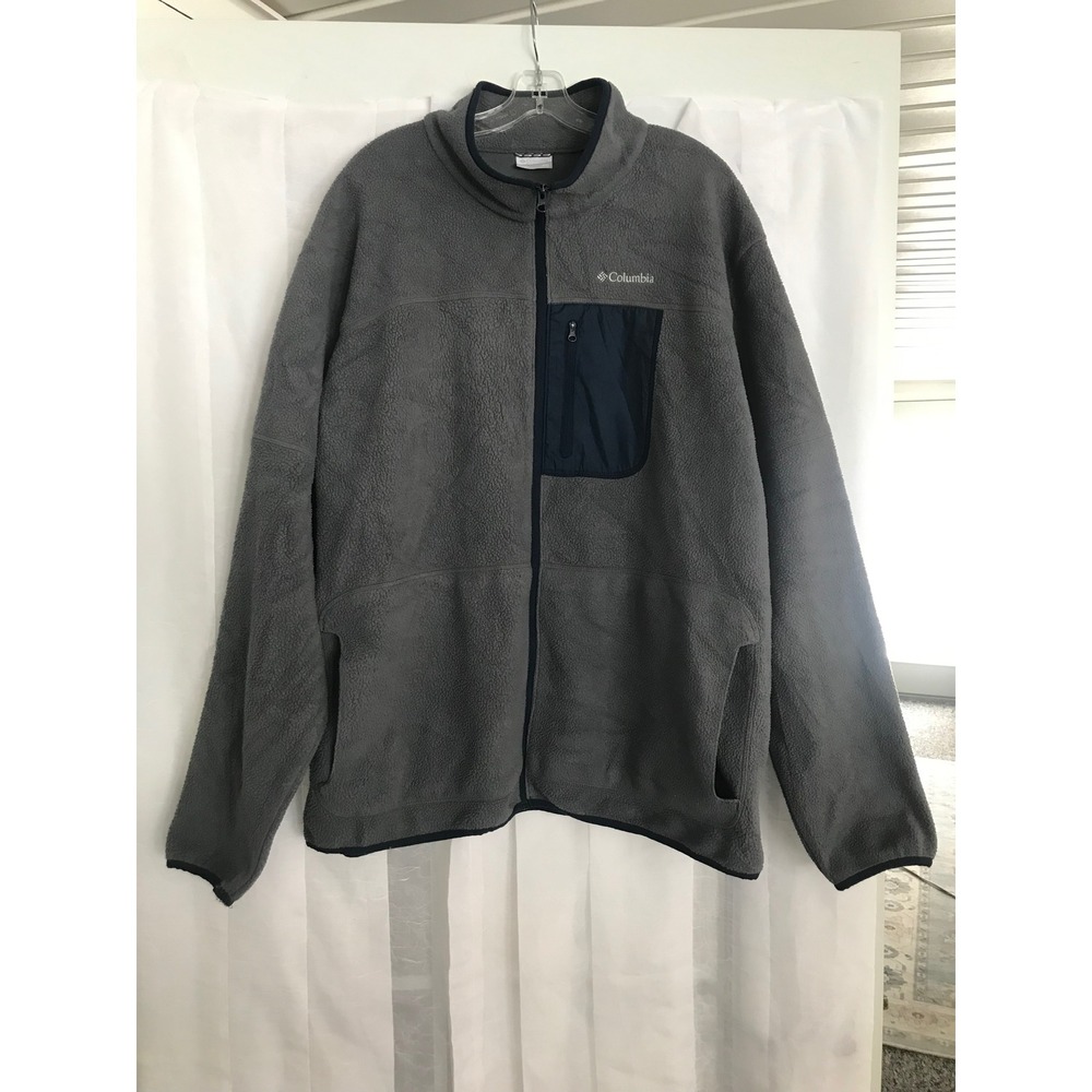 Columbia Men's Gray Fleece Full Zip Jacket XXL Warm Outdoor Layer‎
